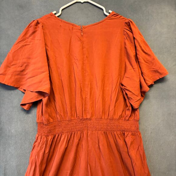 Ivy Street Plus Size Rust Wide Leg Jumpsuit 1X Boho Pantsuit Modern Boho Chic - Picture 7 of 9